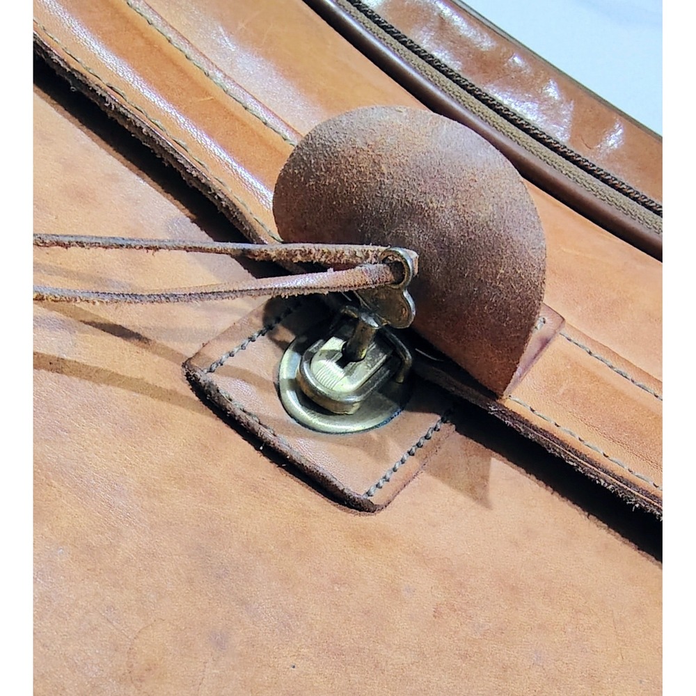 Vtg Leather Briefcase Hartmann Luggage Shoulder Carry On Bag Shoulder Strap+ Key - Picture 5 of 15